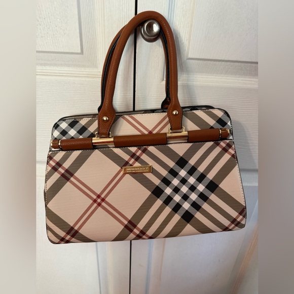 Burberry Beige and Brown Plaid Satchel - Picture 1 of 3